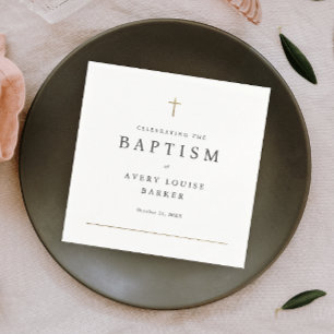 Serviette En Papier Simple Croix Dorée Minimaliste Religieuse Baptême
