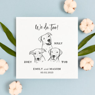 Serviette En Papier Simple Cute 3 Chiens Mariage animal personnalisé