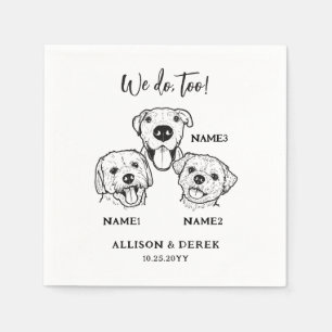 Serviette En Papier Simple Cute 3 Chiens Mariage animal personnalisé