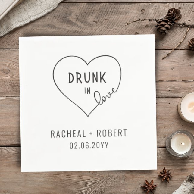 Serviette En Papier Simple Drunk In Love Moderne Mariage (Créateur téléchargé)