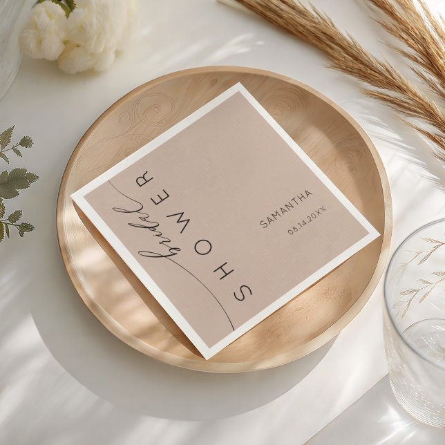 Serviette En Papier Simple Dusty Peach Bridal Shower (Créateur téléchargé)