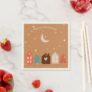 Serviette En Papier Simple Earth Tone Joyeux Noël