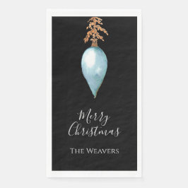 Serviette En Papier Simple Elegant Botanique Bleu Aquarelle Noël