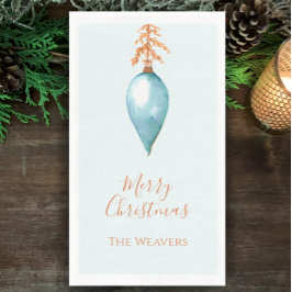 Serviette En Papier Simple Elegant Botanique Bleu Aquarelle Noël