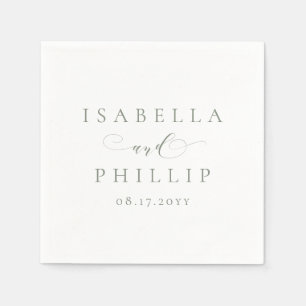 Serviette En Papier Simple élégant mariage vert sauge personnalisé