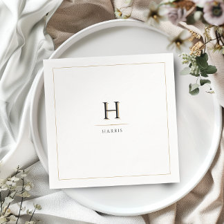 Serviette En Papier Simple Élégant Moderne Classe Luxe Famille Monogra