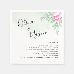 Serviette En Papier Simple Elegant Rose Verdure Minimal Mariage or