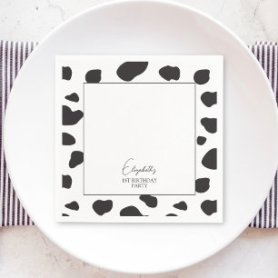 Serviette En Papier Simple élégante vache noire et blanche Impression