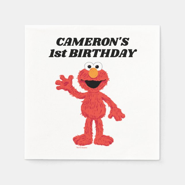 Serviette En Papier Simple Elmo 1er anniversaire (Devant)