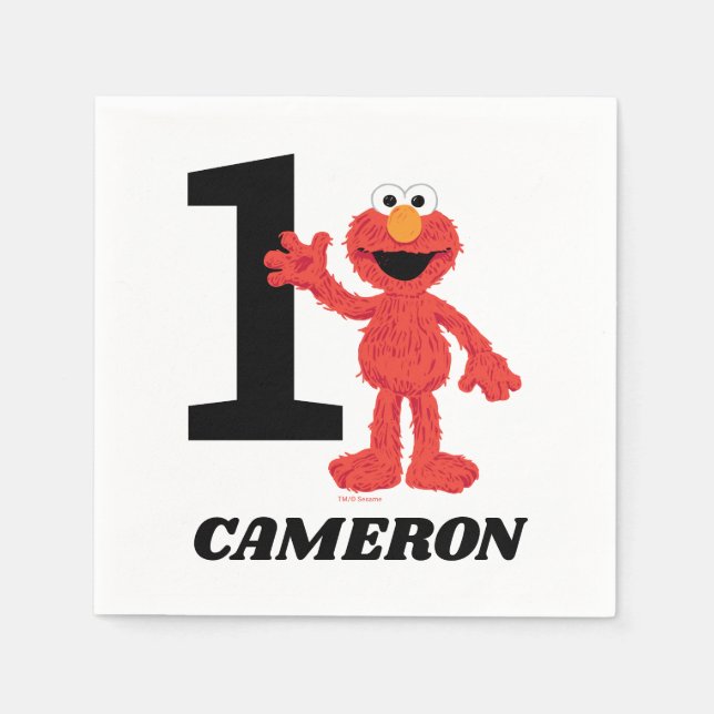 Serviette En Papier Simple Elmo 1er anniversaire (Devant)