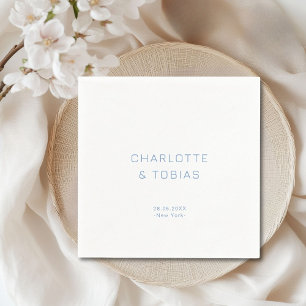 Serviette En Papier Simple et élégant mariage bleu blanc