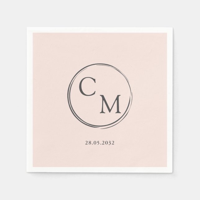 Serviette En Papier Simple et élégant monogramme Serviette (Devant)