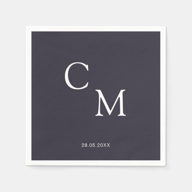 Serviette En Papier Simple et élégante serviette monogramme (Devant)