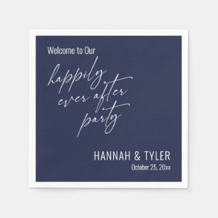 Serviette En Papier Simple Fête de Mariage Bonheur Bleu Nuit