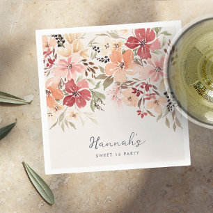 Serviette En Papier Simple Floral Sweet 16 Anniversaire