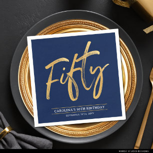 Serviette En Papier Simple Gold Cinquantième Fête d'anniversaire 50 an