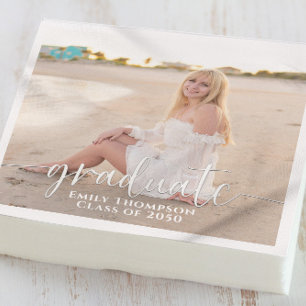 Serviette En Papier Simple Graduation Photo Élégante Minimaliste