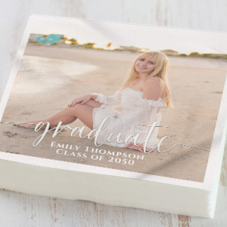 Serviette En Papier Simple Graduation Photo Élégante Minimaliste