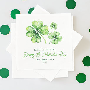 Serviette En Papier Simple Green Four Leaf Clover Luck St. Patricks