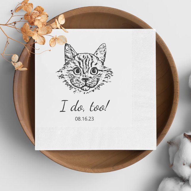 Serviette En Papier Simple je fais trop chat Mariage de dessin main (Créateur téléchargé)