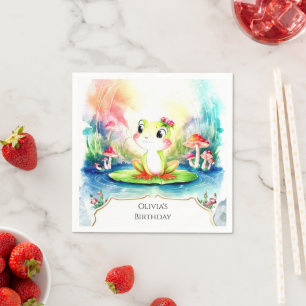 Serviette En Papier Simple Joyeuse Grenouille Anniversaire