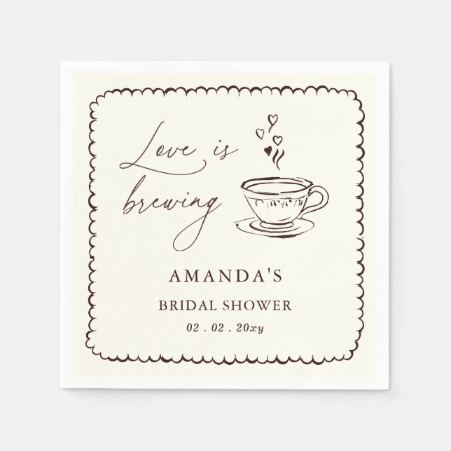 Serviette En Papier Simple Love is Brewing Coffee Bridal Shower  (Devant)