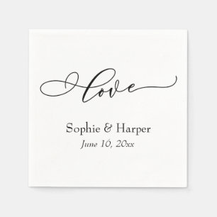 Serviette En Papier Simple luxe Script Police Love Typographie