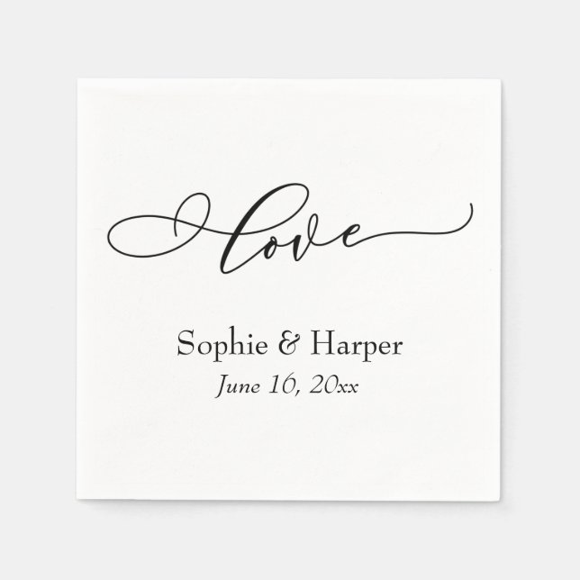 Serviette En Papier Simple luxe Script Police Love Typographie (Devant)