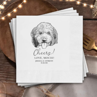 Serviette En Papier Simple Mariage de dessin main de chien