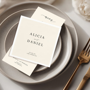 Serviette En Papier Simple mariage élégant minimaliste noir et ivoire