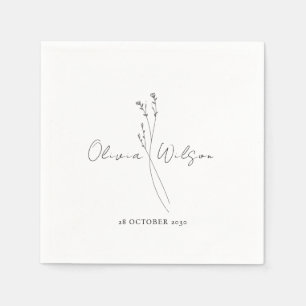 Serviette En Papier Simple Mariage Floral Blanc
