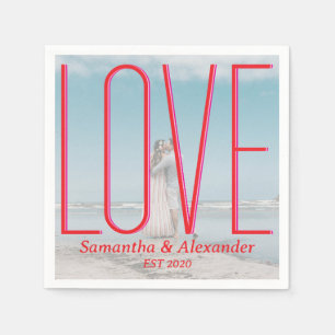 Serviette En Papier Simple Mariage Personnalisé Couple Photo moderne