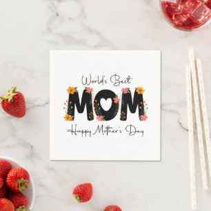 Serviette En Papier Simple Meilleure Maman du Monde Calligraphie pour