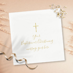 Serviette En Papier Simple Message de Baptême de Croix en Or