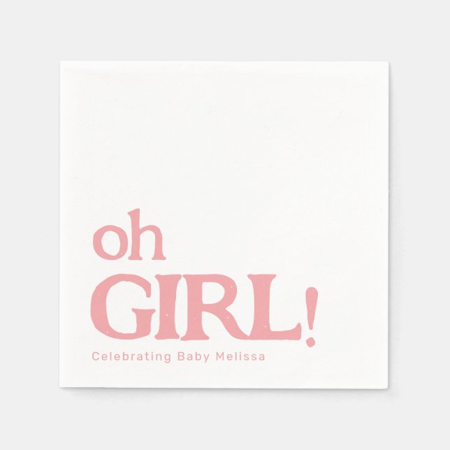Serviette En Papier Simple mignonne Baby shower rose Oh fille (Devant)