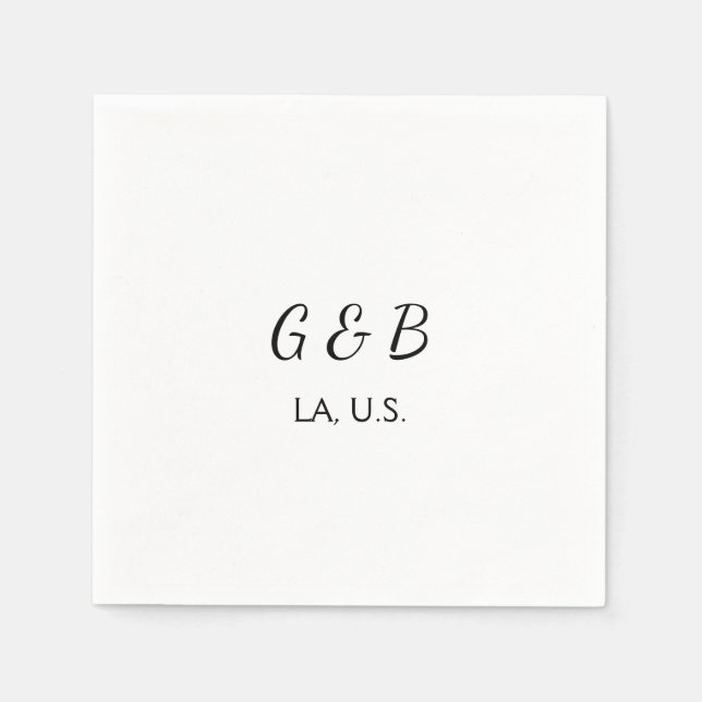 Serviette En Papier SIMPLE MINIMAL ajouter votre nom de couple nom de  (Devant)