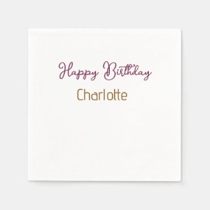 Serviette En Papier SIMPLE MINIMAL.CUTIE AJOUTEZ LE NOM DE BÉBÉ joyeux