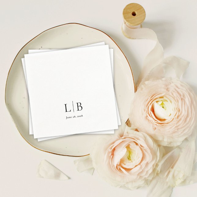 Serviette En Papier Simple minimal Élégant Mariage des initiales de mo (Créateur téléchargé)