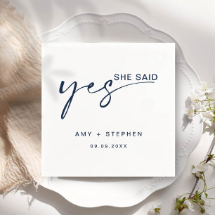 Serviette En Papier Simple Minimaliste Elle A Dit Oui Partie Engagemen