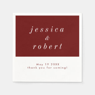 Serviette En Papier Simple minimaliste Mariage rouge et blanc