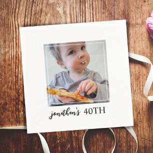 Serviette En Papier Simple Minimaliste Quarante Anniversaire Photo