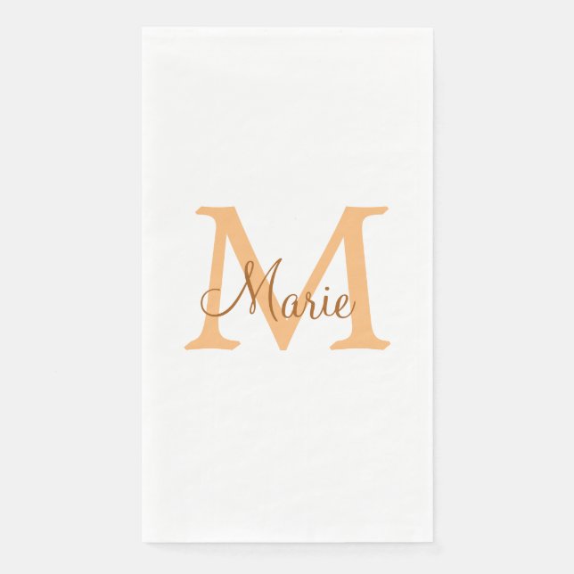 Serviette En Papier simple minimum ajouter nom monogramme orange brun  (Devant)