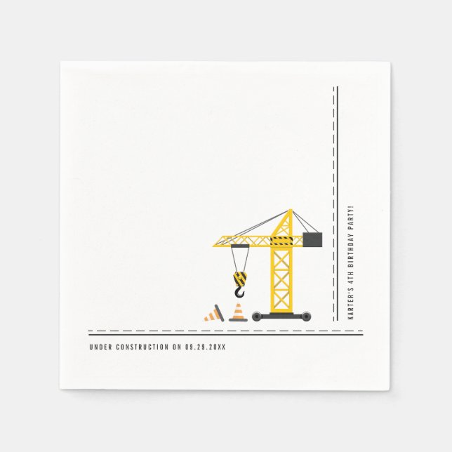 Serviette En Papier Simple Moderne En Construction Fête Thème (Devant)