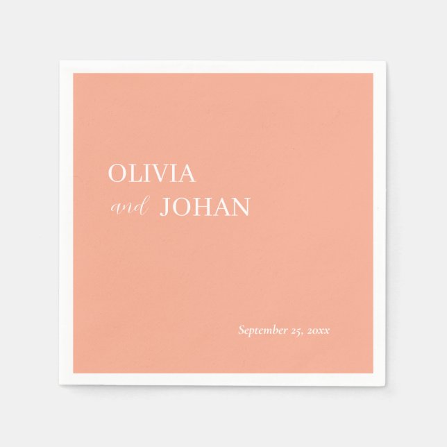 Serviette En Papier Simple, moderne et minimaliste | Pêche mariage (Devant)