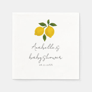 Serviette En Papier Simple Moderne Jaune Citron Fête de Naissance de V