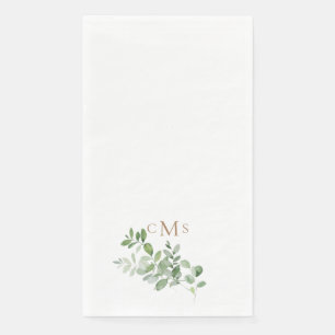 Serviette En Papier Simple Monogramme de Feuillage en Or
