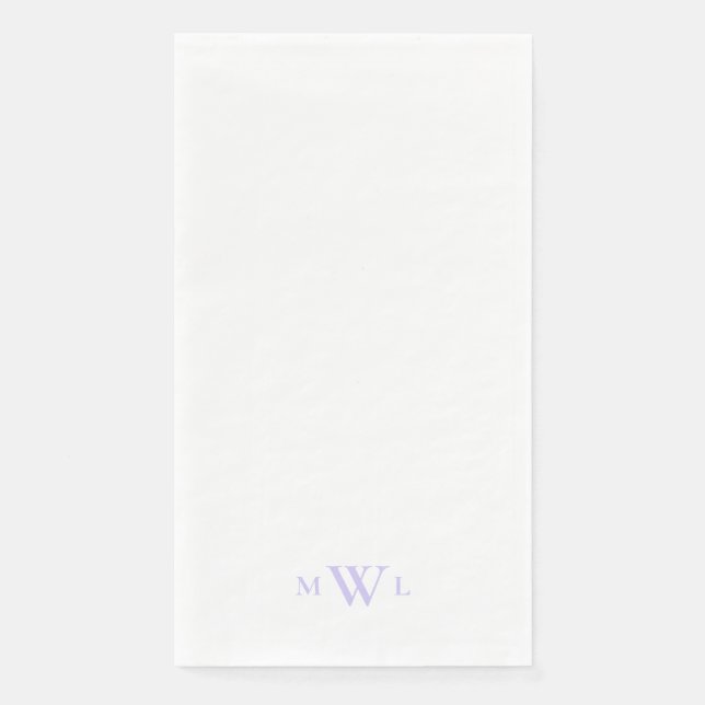 Serviette En Papier Simple Monogramme de Mariage Lavande  (Devant)