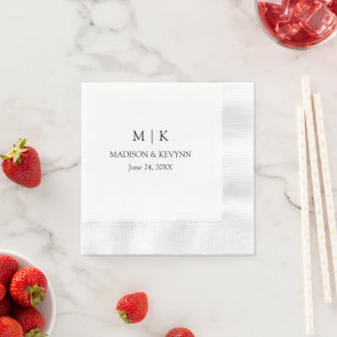 Serviette En Papier Simple Monogramme Mariage cocktail minimaliste mod