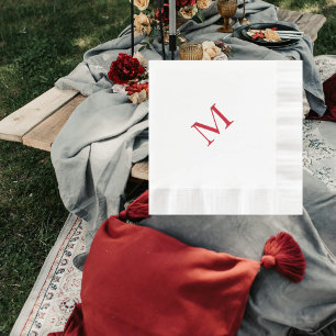 Serviette En Papier Simple Monogramme Rouge Rein