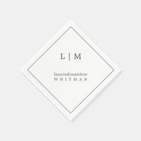 Simple Monogramme Vert Forêt Élégant Mariage